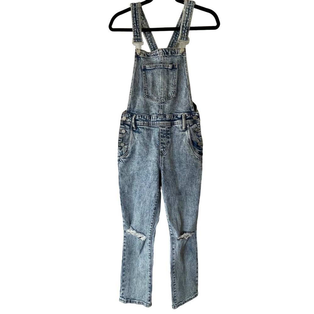 BLANKNYC Blue Stonewashed Distressed Denim Overalls Size 24 NWOT - Picture 2 of 14
